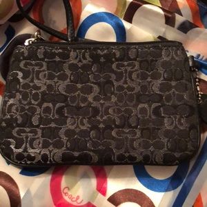 Black Shimmer Coach mini wristlet